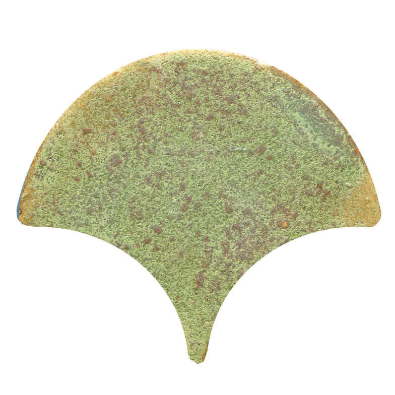 Peacock-Scallop shape tile matte green